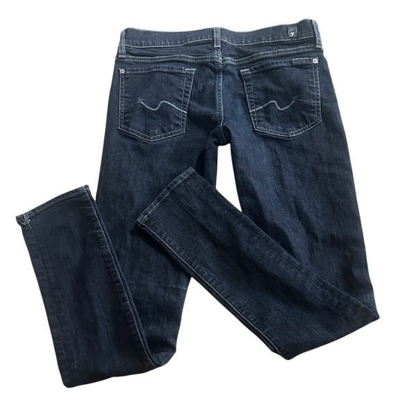 7 For All Mankind Women's Skinny Jeans - Dark Blue - Picture 2 of 5